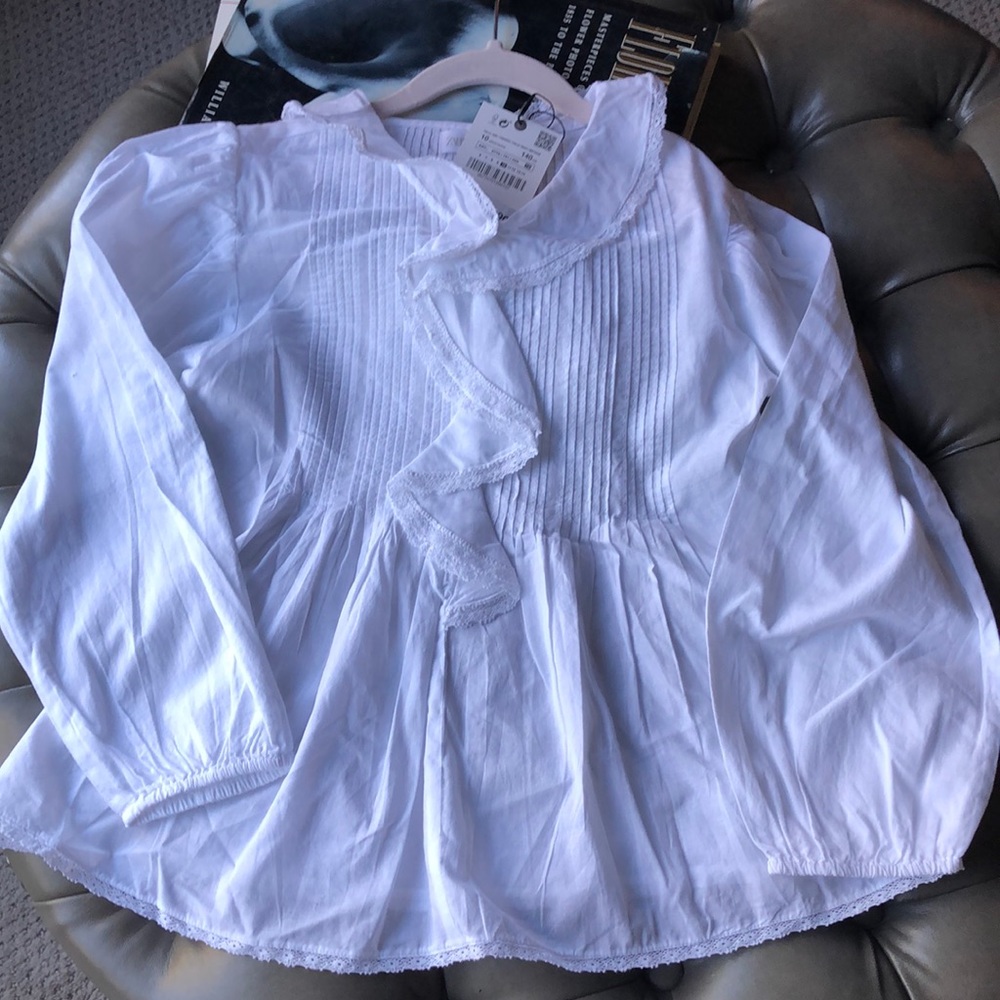 Zara white ruffle blouse girl’s size 10